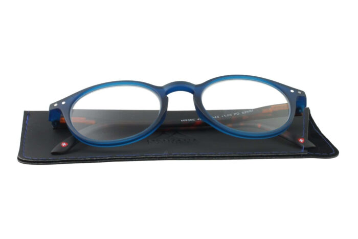 Lesebrille Montana MR65 blau havanna auf Etui Produktbild